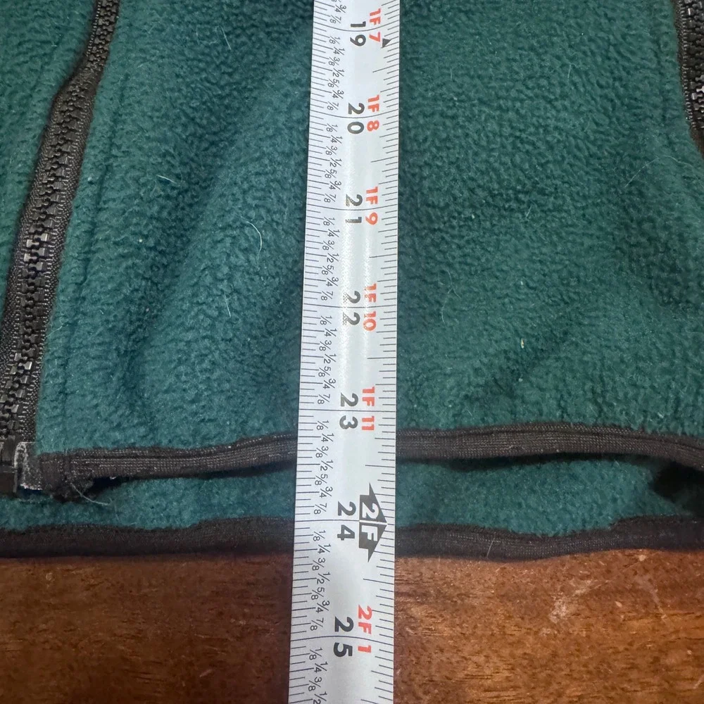 Vintage North Face Denali Fleece Vest Green Black Zip up Gorpcore granola XS pet